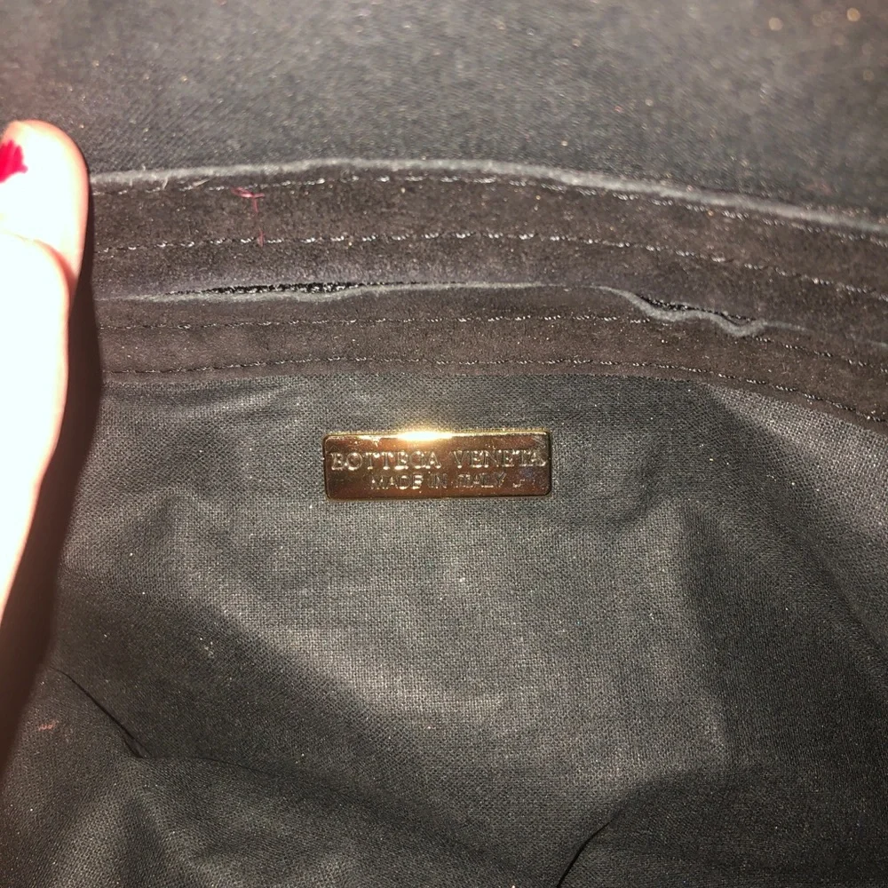 Bottega Veneta Black Suede Shoulder Bag with Leather straps Gold accents - Picture 7 of 13